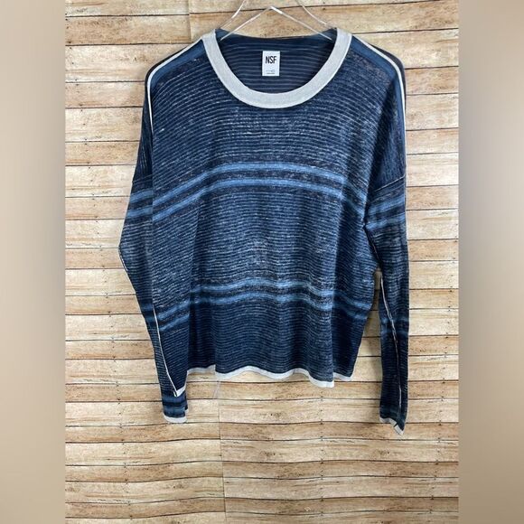 NSF Blue Cashmere Blend Lightweight Sweater Size large - Picture 1 of 4